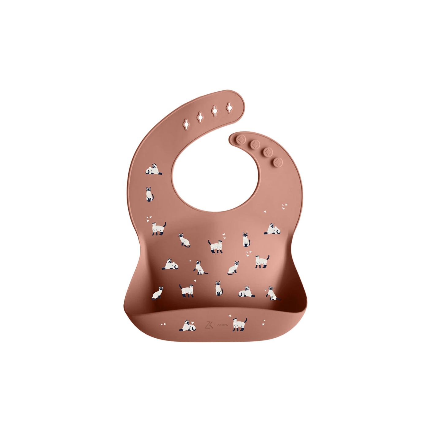 Bavoir en silicone "Minouche Rose" - Zakuw