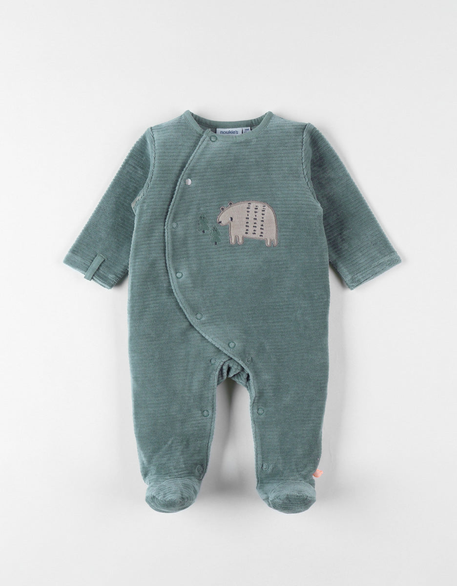 Pyjama velours vert Ours - Noukies