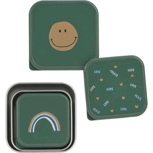 Lot de 3 boites à collations en inox "Happy Rascals Smile Green" - Lässig