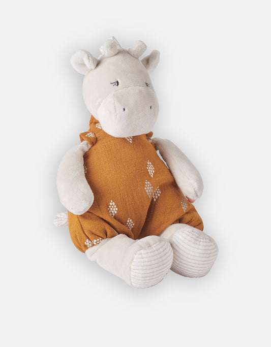 Peluche small "Tiga" en Veloudoux et mousseline de coton BIO, beige/ocre - Noukie's